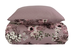 Blomstret sengetøj - 140x220 cm - Flowers & Dots - Lavendel - Vendbart dynebetræk - By Night sengelinned