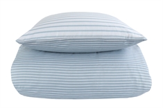 Bomuldssatin sengetøj 140x200 cm - Narrow lines blue - Stribet sengetøj - By Night vendbar sengesæt