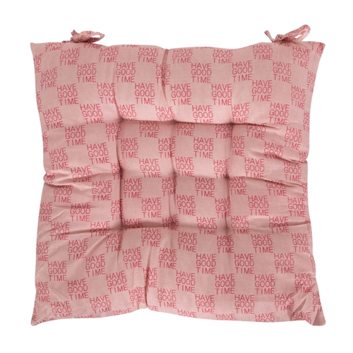 Stolehynde - 35x35x6 cm - Lyserød havehynde med tekst - Blød komfort hynde