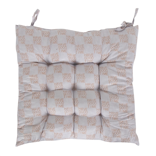 Stolehynde - 35x35x6 cm - Grå havehynde med tekst - Blød komfort hynde