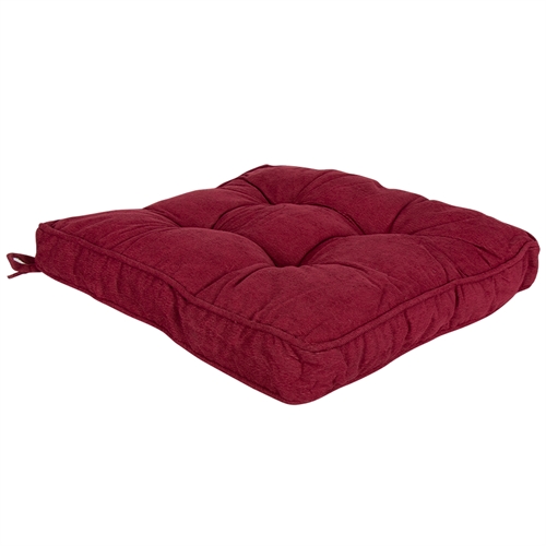 Stolehynde - 38x38x8 cm - Blød havehynde af fløjl - Bordeaux farvet hynde