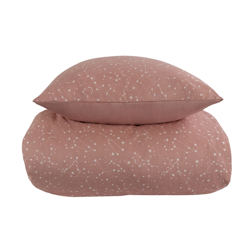 Sengetøj 240x220 cm - Zodiac peach - Stjernebillede - Sengetøj til dobbeltdyne i 100% Bomuld - Borg Living