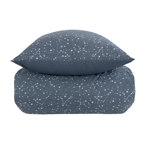 Sengetøj 240x220 cm - Zodiac blue - Stjernebillede - Sengetøj til dobbeltdyne i 100% Bomuld - Borg Living