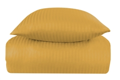 Sengetøj 140x200 cm - Karrygult - Stribet sengetøj - Dynebetræk i 100% Bomuldssatin