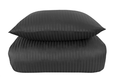Mørkegråt sengetøj 150x210 cm - Sengesæt i 100% Bomuldssatin - Borg Living sengelinned