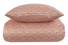 Blomstret sengetøj - 140x200 cm - Summer rosa - 100% Bomuldssatin sengetøj - By Night