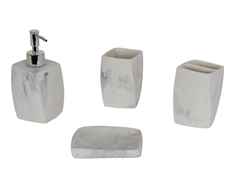 Badeværelsessæt - 4 dele - Imiteret marmor - Badeværelsestilbehør