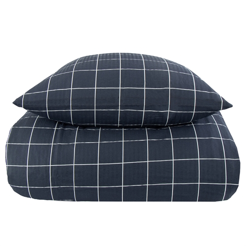 Sengetøj 200x220 cm - Blue Check - Bæk og bølge sengetøj - Borg Living - Sengetøj til dobbeltdyner