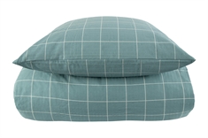Dobbeltdyne sengetøj 200x200 cm - Dusty Green Check - Bæk og bølge sengesæt - Borg Living