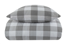 King size sengetøj 240x220 cm - Bæk og bølge sengetøj i ternet grå - Check grey - By Night dobbelt dynebetræk i krepp