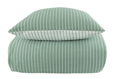 King size sengetøj - 240x220 cm - Bæk og bølge sengetøj - Grønt & hvidt stribet sengetøj - Dobbelt dynebetræk - By Night