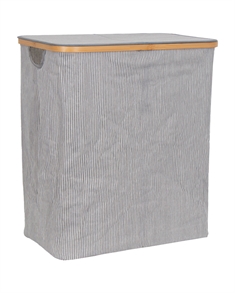 Vasketøjskurv - 60x54x33 cm - Grå og hvid vasketøjskurv med rumopdeling