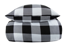 Flonel sengetøj - 150x210 cm - Check black - 100% bomuldsflonel - By Night sengesæt