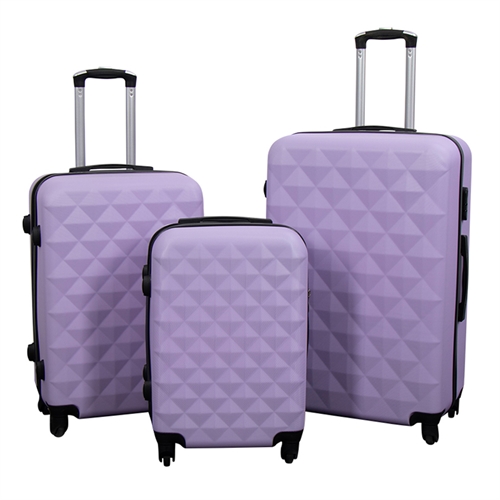 Kufferter - Sæt med 3 stk. - Eksklusivt hardcase kuffertsæt tilbud - Diamant lilla