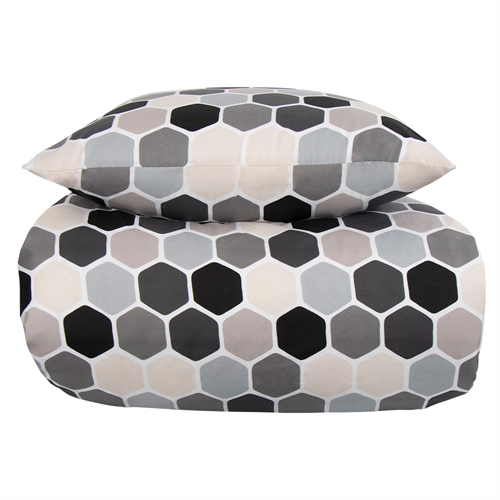 Sengetøj 140x220 cm - Cube lysegråt sengesæt - In Style sengelinned i mikrofiber 