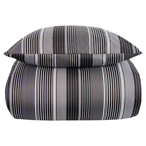 Sengetøj 140x200 cm - Stripe sort sengesæt - IN Style sengelinned i mikrofiber 