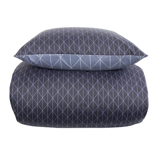 Sengetøj til kingsizedyne 240x220 cm - Harlekin blåt sengesæt - Vendbart design - In Style sengelinned i mikrofiber 