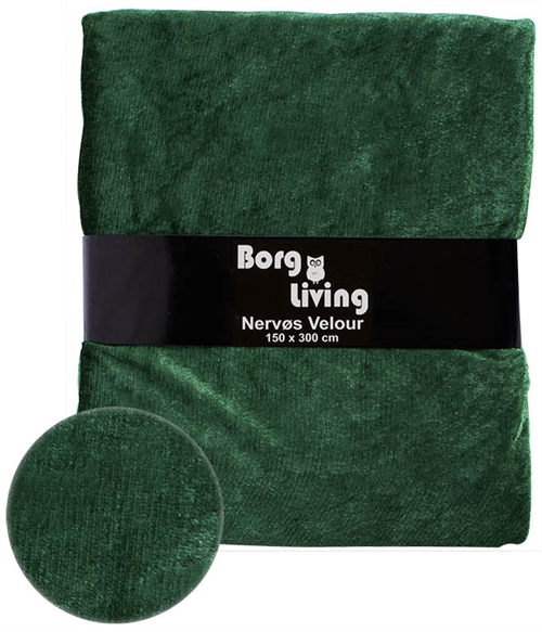 Grøn velour dug - 9 meter dug - Nervøs velour - Blødt velour stof til borddug - Pakker med 3 meter