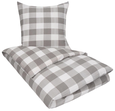 King size sengetøj 240x220 cm - Check grey - Bæk og bølge sengetøj - 100% Bomuld - By Night dobbelt dynebetræk