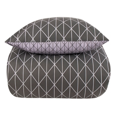 Sengetøj - 100% Bomuld - Vendbart med gråt harlequin design