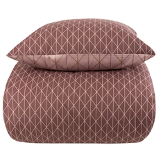 Sengetøj - 100% Bomuld - Vendbart med ferskenfarvet harlequin design