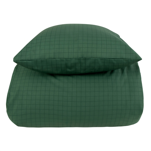 King size sengetøj 100% bomuld - 240x220 cm - Grøn ternet sengesæt - Nordstrand Home dynebetræk