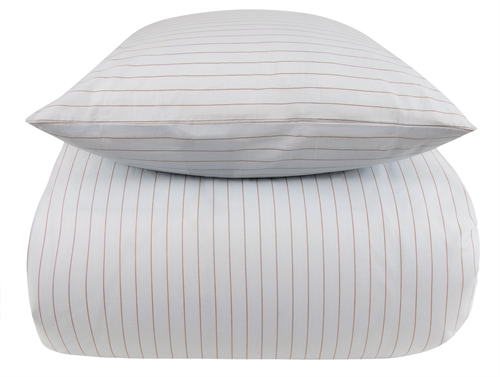 King size sengetøj 100% bomuld - 240x220 cm - Blå stribet sengesæt - Nordstrand Home dynebetræk