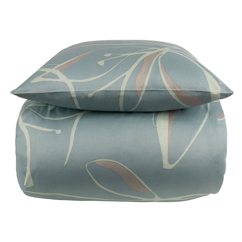 Ekstra blødt sengetøj 140x200 cm - 100% bomuldssatin - Blomstret grønt sengesæt - 300 TC sengelinned fra By Borg