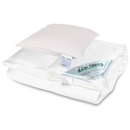 Junior dyne og pude sæt - 100x140 cm + 40x45 cm - Moskusdun - Juniordyne helårs - Zen Sleep dyne 