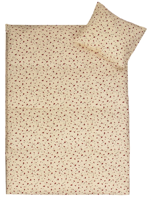 Junior sengetøj - 100% Blødt bomuld - 115x135 cm - Lysegult sengesæt med mariehøner til børn 