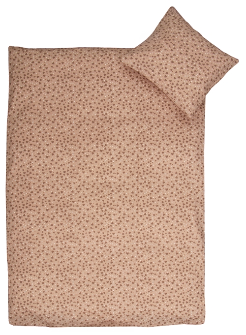 Junior sengetøj - 100% Blødt bomuld - 115x135 cm - Sengesæt med små hjerter til børn 