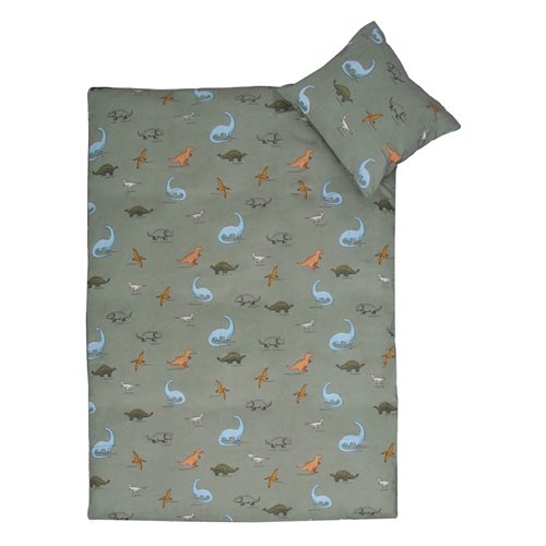 Baby sengetøj - 100% blød bomuld - Sengesæt til baby 70x100 cm - Dinosaur sengetøj