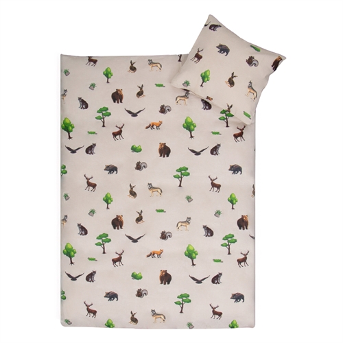 Baby sengetøj - 100% blød bomuld - Sengesæt til baby 70x100 cm - Sengetøj med dyr