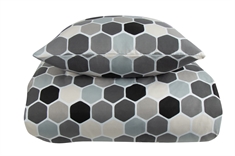 Gråt sengetøj 140x220 cm - Cube grey - Mønstret sengelinned - Microfiber - In Style