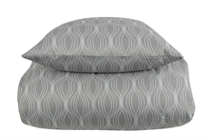 Sengetøj 200x220 cm - Wave grey - Mønstret sengesæt - Microfiber - In Style dobbelt dynebetræk