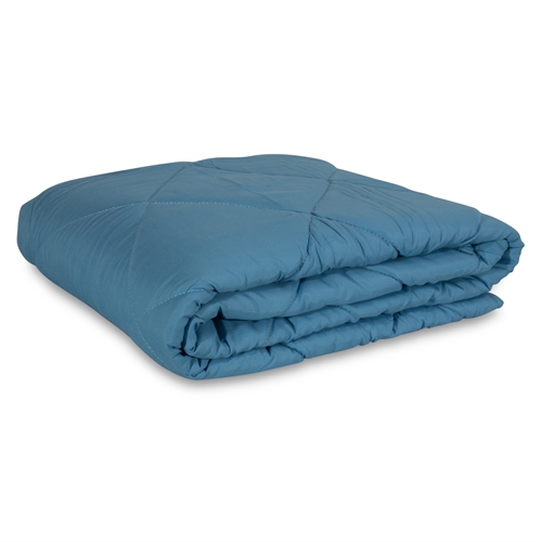 Vattæppe - 140x200 cm - Lyseblå fiber sommerdyne af fibervat - Quiltet tæppe - Zen Sleep fiberdyne