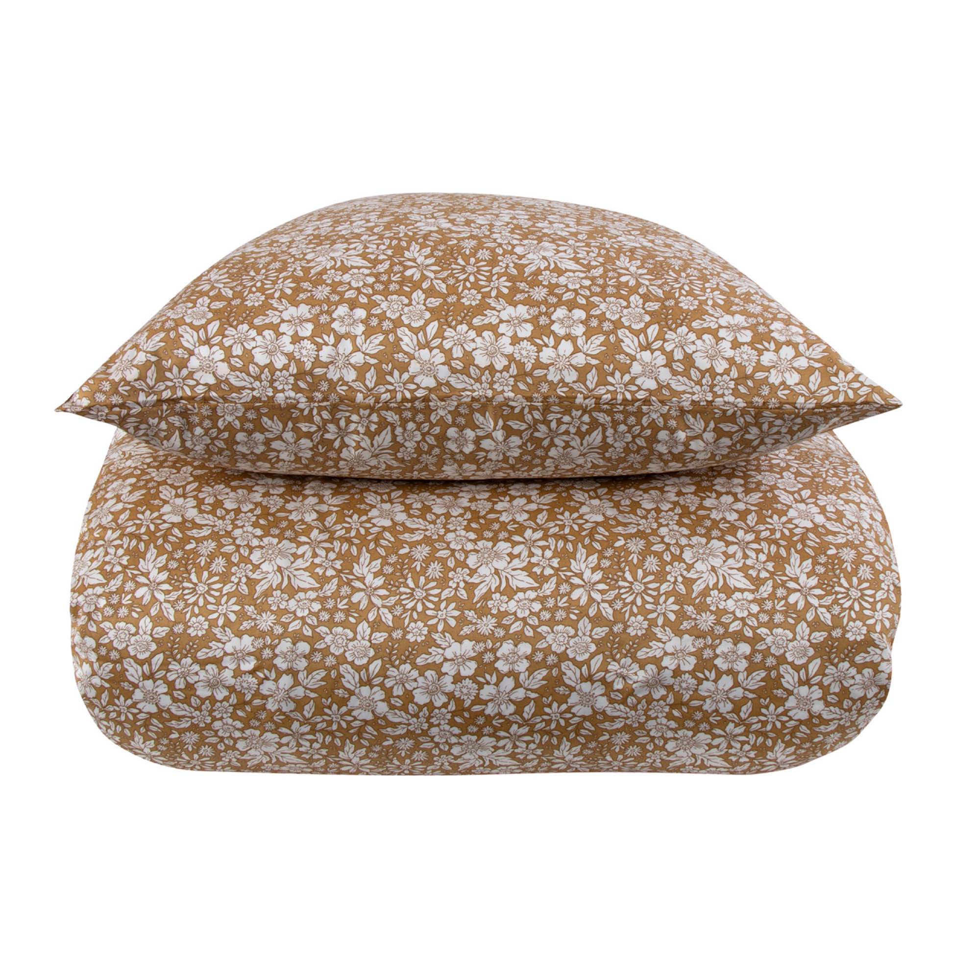 Blomstret sengetøj - 100% Bomuldssatin sengetøj - Small flowers golden - By Night