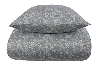 Blomstret sengetøj 140x200 cm - 100% Bomuldssatin sengetøj - Small flowers dusty green- By Night