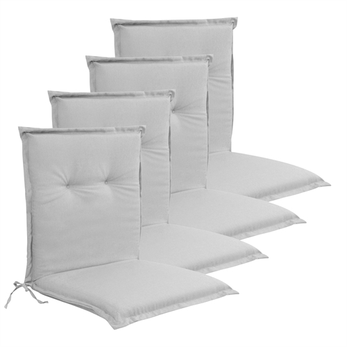 Luksus PLUS havehyndepakke til havestol 4 stk. - Tyk skumkerne 7 cm - Grå havestols hynder med ekstra høj komfort & UV-resistent betræk - Nordstrand Home hynder
