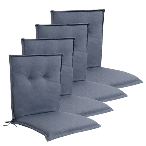 Luksus PLUS havehyndepakke til havestol 4 stk. - Tyk skumkerne 7 cm - Blå havestols hynder med ekstra høj komfort & UV-resistent betræk - Nordstrand Home hynder