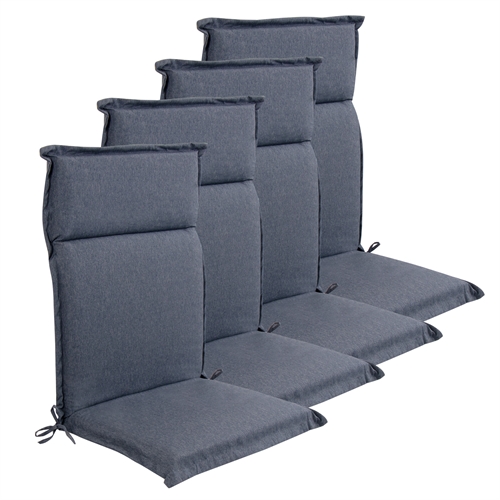 Luksus PLUS havehynder til positionsstol 4 stk. - Tyk skumkerne 7 cm - Mørkeblå havehynder til havestol med ekstra høj komfort & UV-resistent betræk - Nordstrand Home hynder