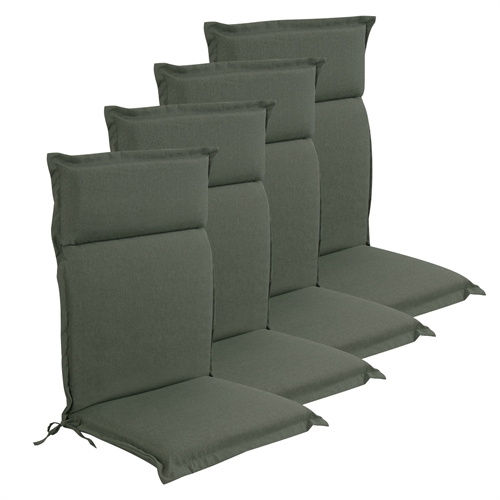 Luksus PLUS havehynder til positionsstol 4 stk. - Tyk skumkerne 7 cm - Grønne havehynder til havestol med ekstra høj komfort & UV-resistent betræk - Nordstrand Home hynder