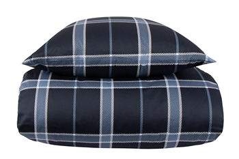 Ternet sengetøj 150x210 cm - 100% Blødt bomuldssatin - Big Check Blue - By Night sengesæt