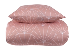 Bomuldssatin sengetøj 140x200 cm - Hexagon peach sengesæt - Vendbart sengetøj - By Night sengelinned