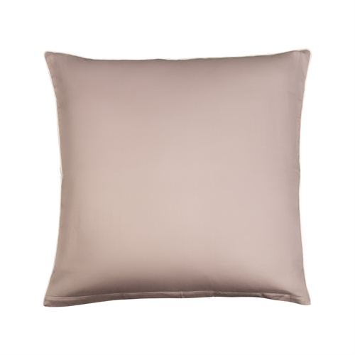  Pudebetræk 60x63 cm - 100% bomuldssatin - Solid gråt hovedpudebetræk med pipingkant - Ekstra blødt pudebetræk fra By Borg