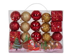 Julekugler - 20stk  Røde og guldfarvede - 5 cm i diameter - Flot juletræs kugler og gaver 