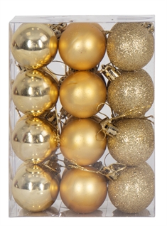 Julekugler - 24 stk Guld - 4 cm i diameter - Flot juletræspynt