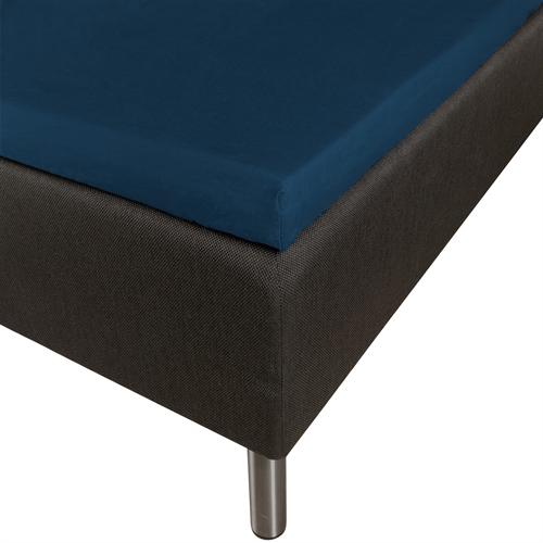 Blødt kuvertlagen 90x210 - 100% bomuldssatin - 8 cm i højden - Blåt lagen til topmadras - By Night satin lagen