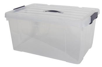 8 Stk Opbevaringskasser - 70 Liter - Praktisk opbevaringssæt med tætsluttende låg - Transparente plastikkasser