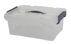 Opbevaringskasse - 12 Liter - Praktisk opbevaringsboks med tætsluttende låg - Transparent plastikkasse